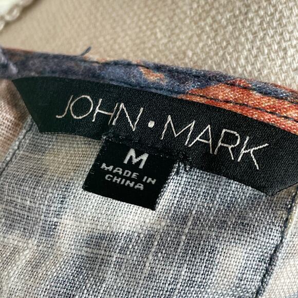 John Mark Linen Cold Shoulder Bell Sleeve Tunic Top Watercolor Print M - Picture 7 of 9